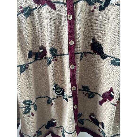 CJ Banks Bird Embroidered Cardigan – Size L Cozy Woodland - Picture 3 of 6